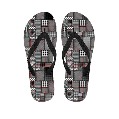 Glen Plaid Patchwork Pattern Print Flip Flops