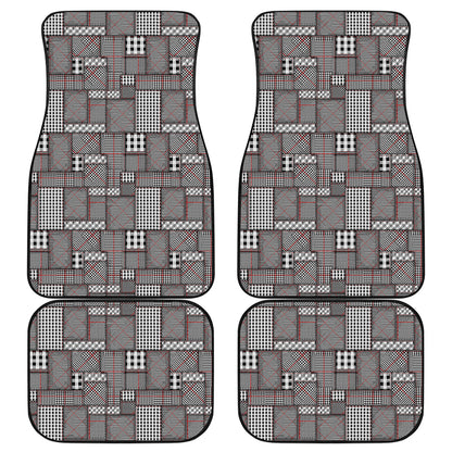 Glen Plaid Patchwork Pattern Print Front and Back Car Floor Mats