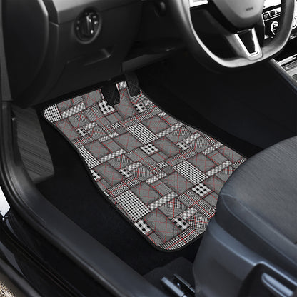 Glen Plaid Patchwork Pattern Print Front and Back Car Floor Mats