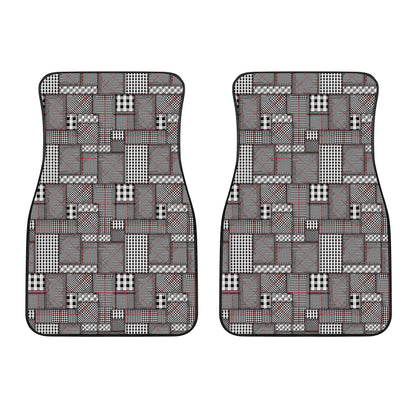 Glen Plaid Patchwork Pattern Print Front Car Floor Mats