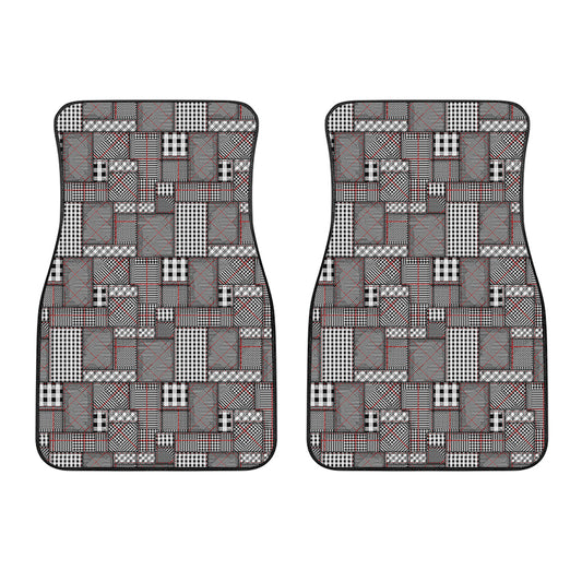 Glen Plaid Patchwork Pattern Print Front Car Floor Mats