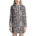 Glen Plaid Patchwork Pattern Print Pullover Hoodie Dress
