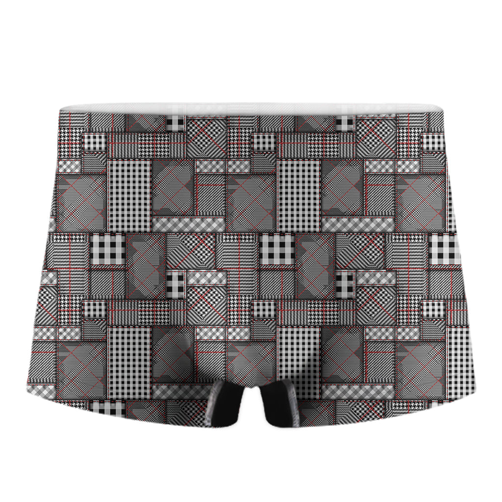 Glen Plaid Patchwork Pattern Print Men's Boxer Briefs