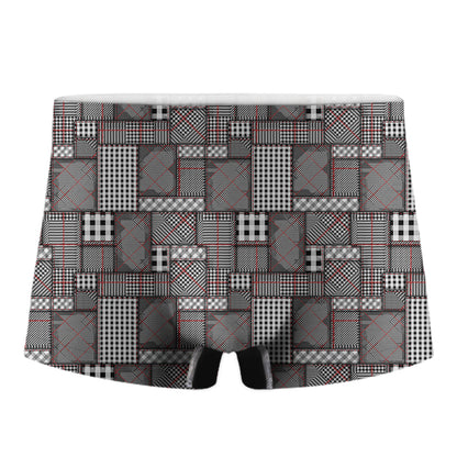 Glen Plaid Patchwork Pattern Print Men's Boxer Briefs