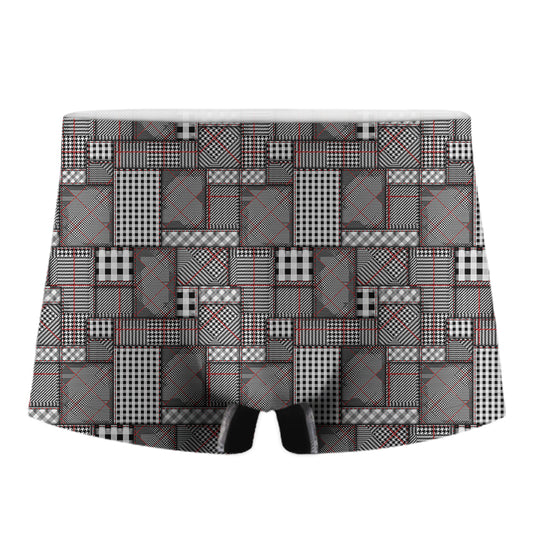 Glen Plaid Patchwork Pattern Print Men's Boxer Briefs