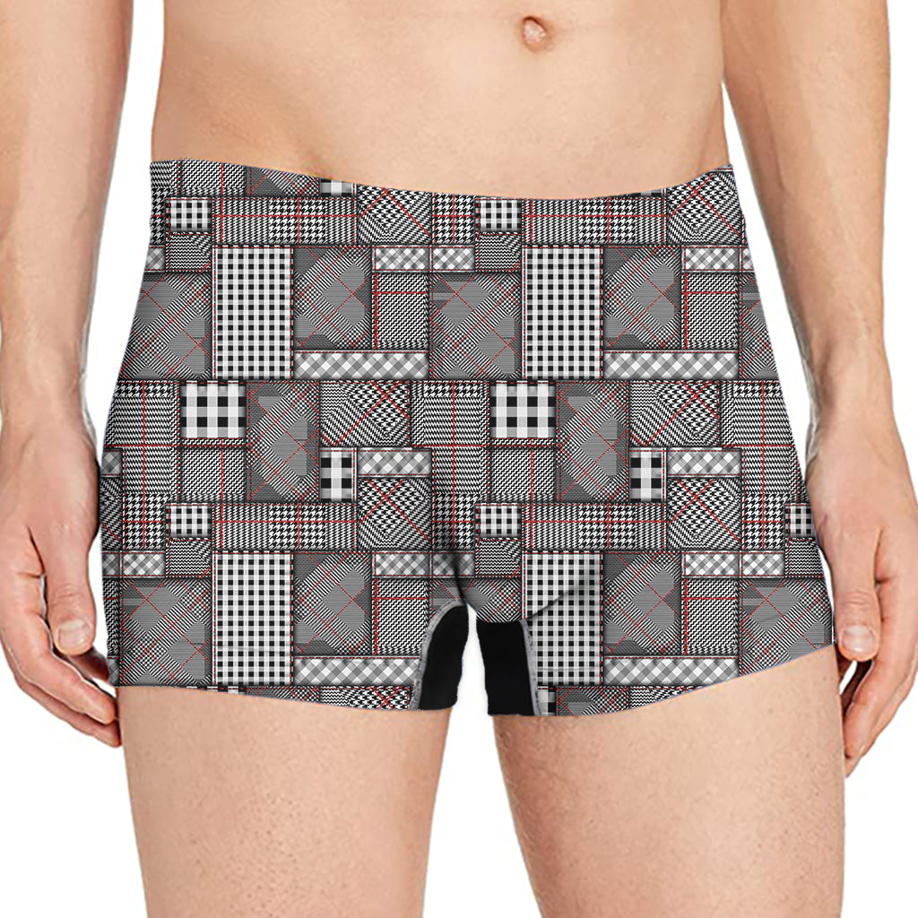Glen Plaid Patchwork Pattern Print Men's Boxer Briefs