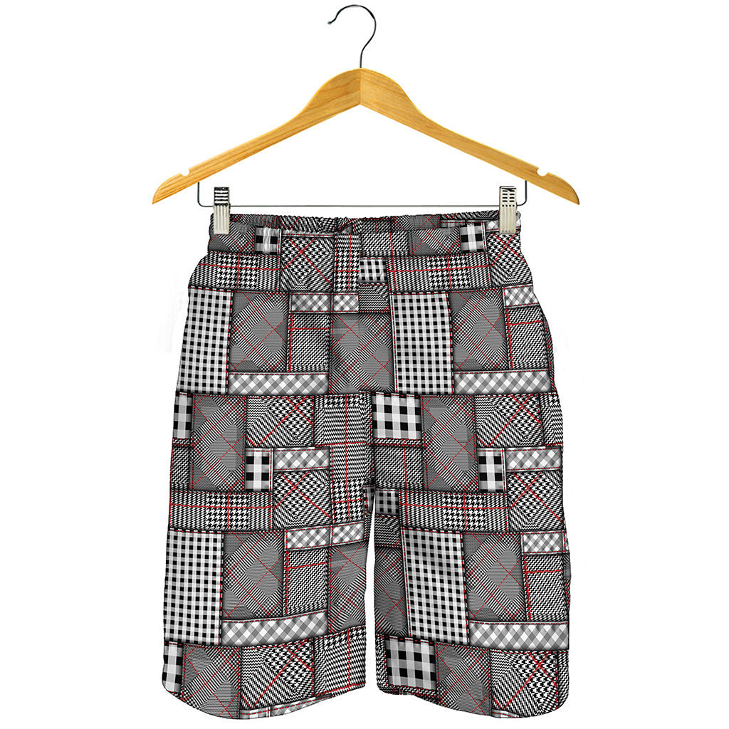 Glen Plaid Patchwork Pattern Print Men's Shorts