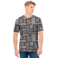 Glen Plaid Patchwork Pattern Print Men's T-Shirt