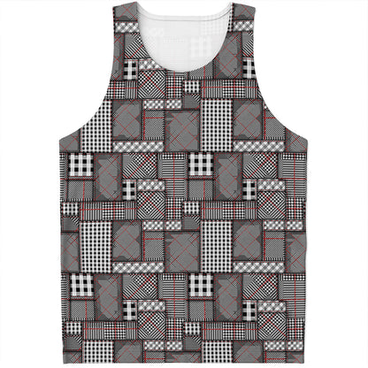 Glen Plaid Patchwork Pattern Print Men's Tank Top