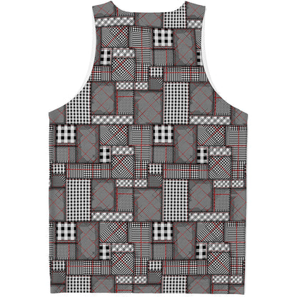 Glen Plaid Patchwork Pattern Print Men's Tank Top