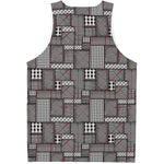 Glen Plaid Patchwork Pattern Print Men's Tank Top