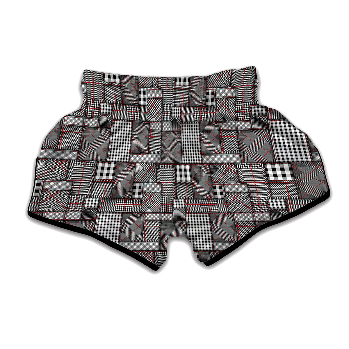 Glen Plaid Patchwork Pattern Print Muay Thai Boxing Shorts