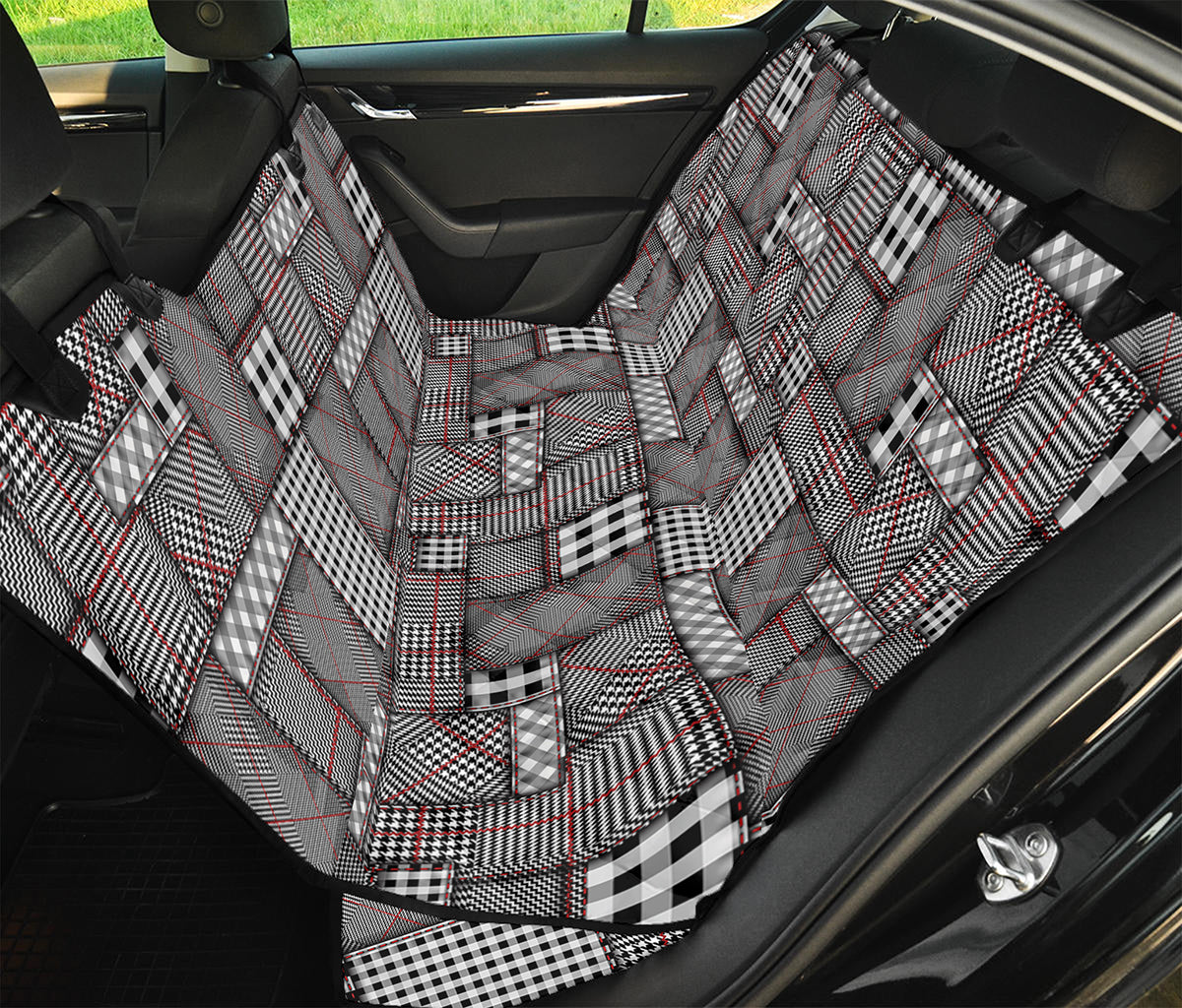 Glen Plaid Patchwork Pattern Print Pet Car Back Seat Cover