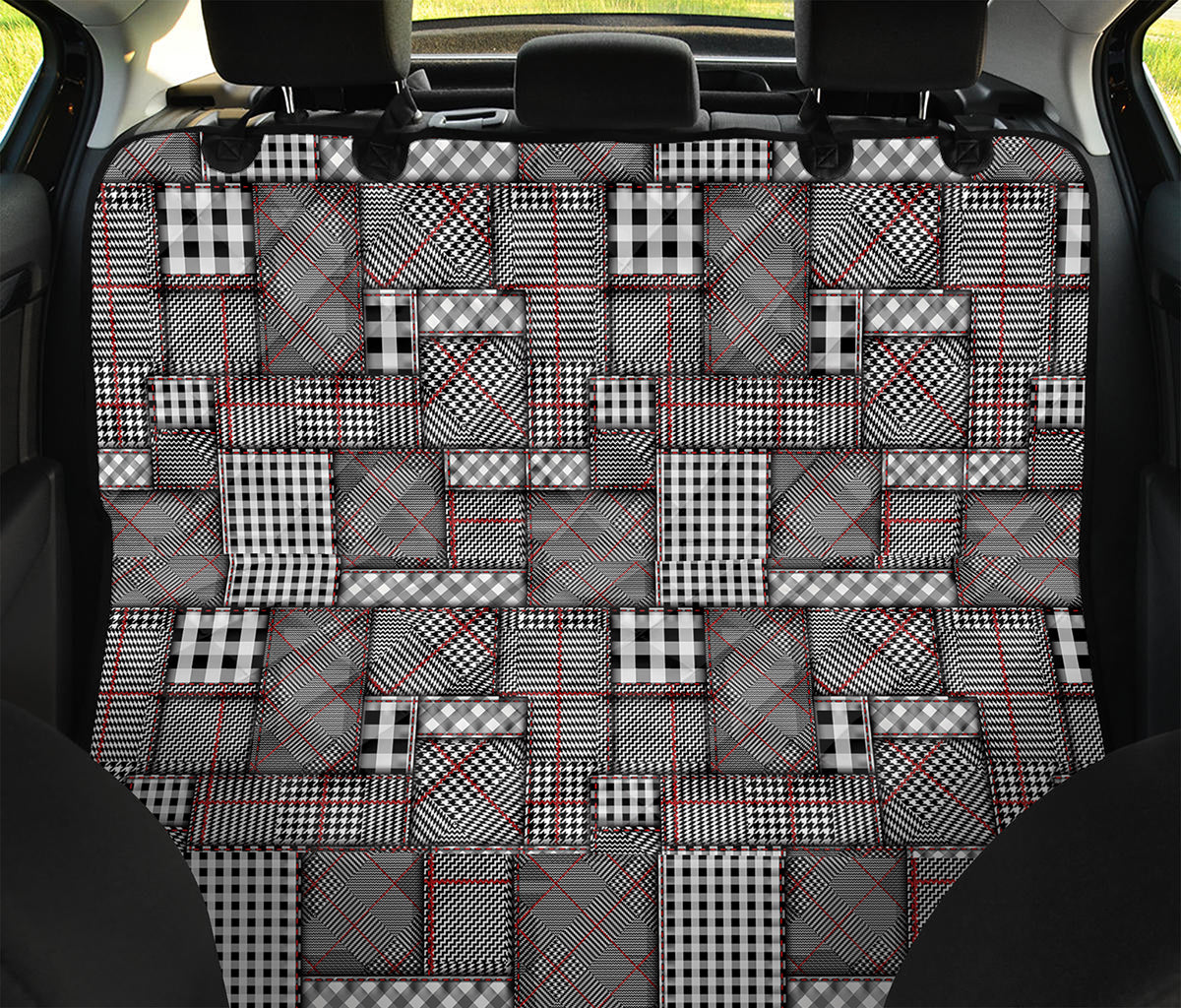 Glen Plaid Patchwork Pattern Print Pet Car Back Seat Cover