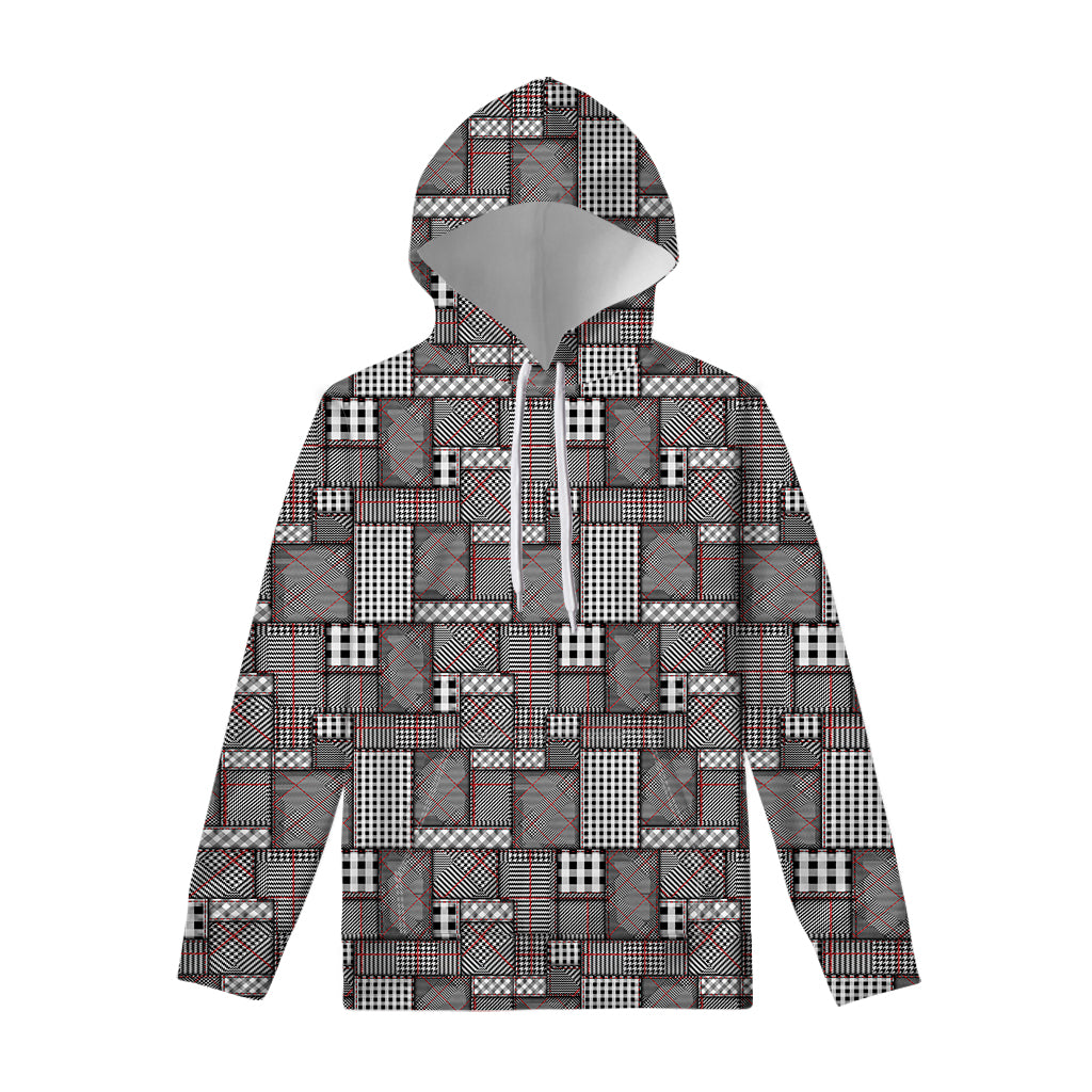 Glen Plaid Patchwork Pattern Print Pullover Hoodie