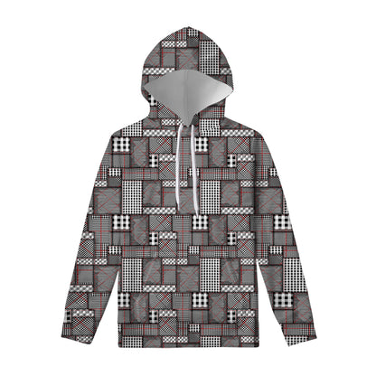 Glen Plaid Patchwork Pattern Print Pullover Hoodie