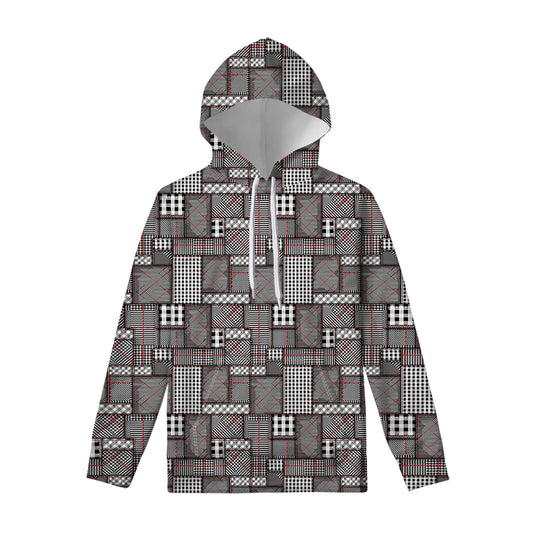 Glen Plaid Patchwork Pattern Print Pullover Hoodie