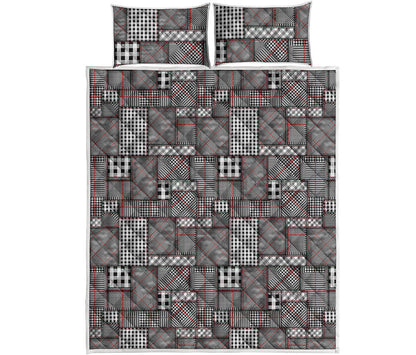 Glen Plaid Patchwork Pattern Print Quilt Bed Set