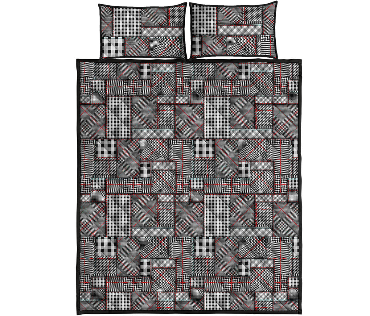 Glen Plaid Patchwork Pattern Print Quilt Bed Set