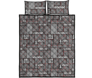 Glen Plaid Patchwork Pattern Print Quilt Bed Set