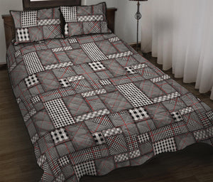 Glen Plaid Patchwork Pattern Print Quilt Bed Set