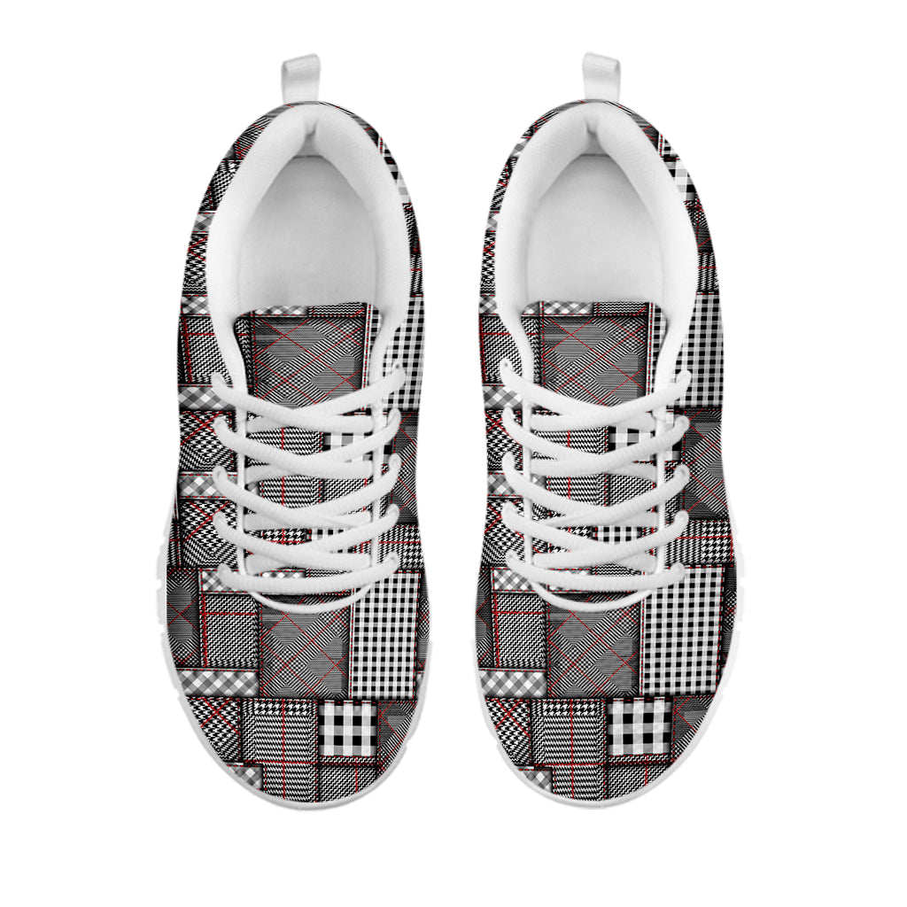 Glen Plaid Patchwork Pattern Print White Sneakers