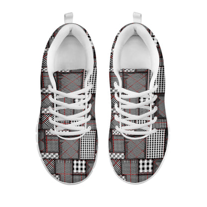 Glen Plaid Patchwork Pattern Print White Sneakers