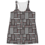 Glen Plaid Patchwork Pattern Print Women's Racerback Tank Top