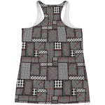 Glen Plaid Patchwork Pattern Print Women's Racerback Tank Top