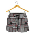 Glen Plaid Patchwork Pattern Print Women's Shorts