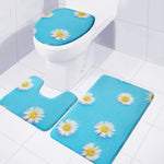 Glitch Daisy Flower Print 3 Piece Bath Mat Set