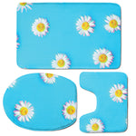 Glitch Daisy Flower Print 3 Piece Bath Mat Set