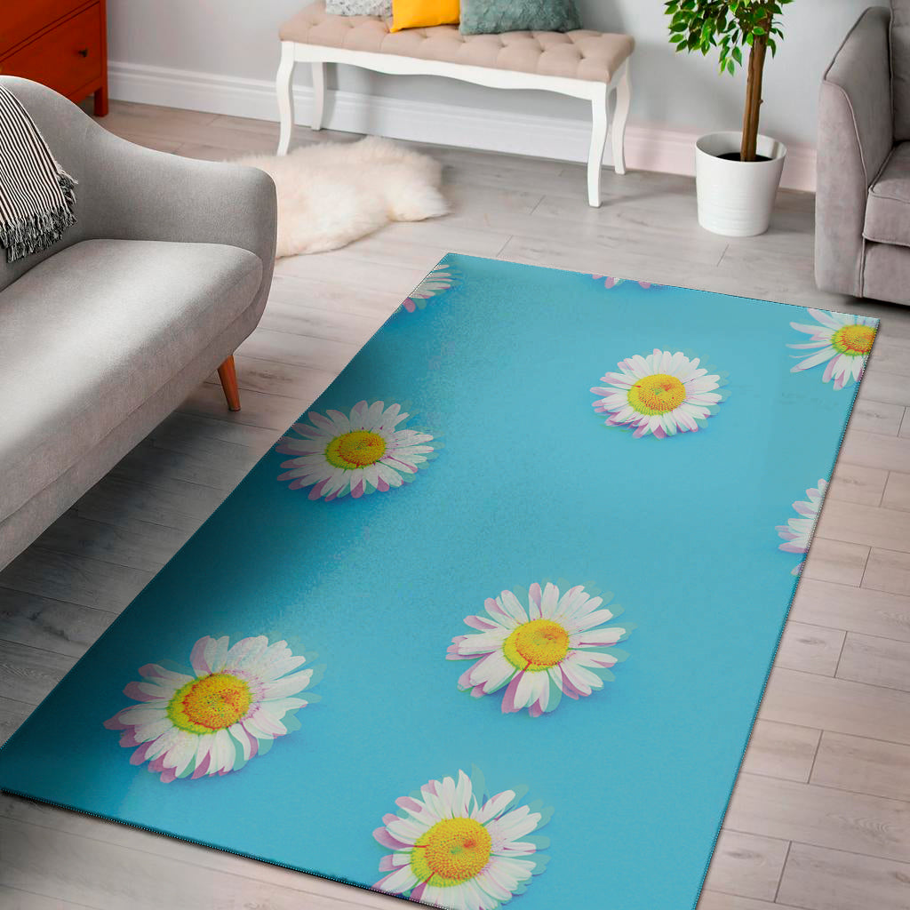 Glitch Daisy Flower Print Area Rug