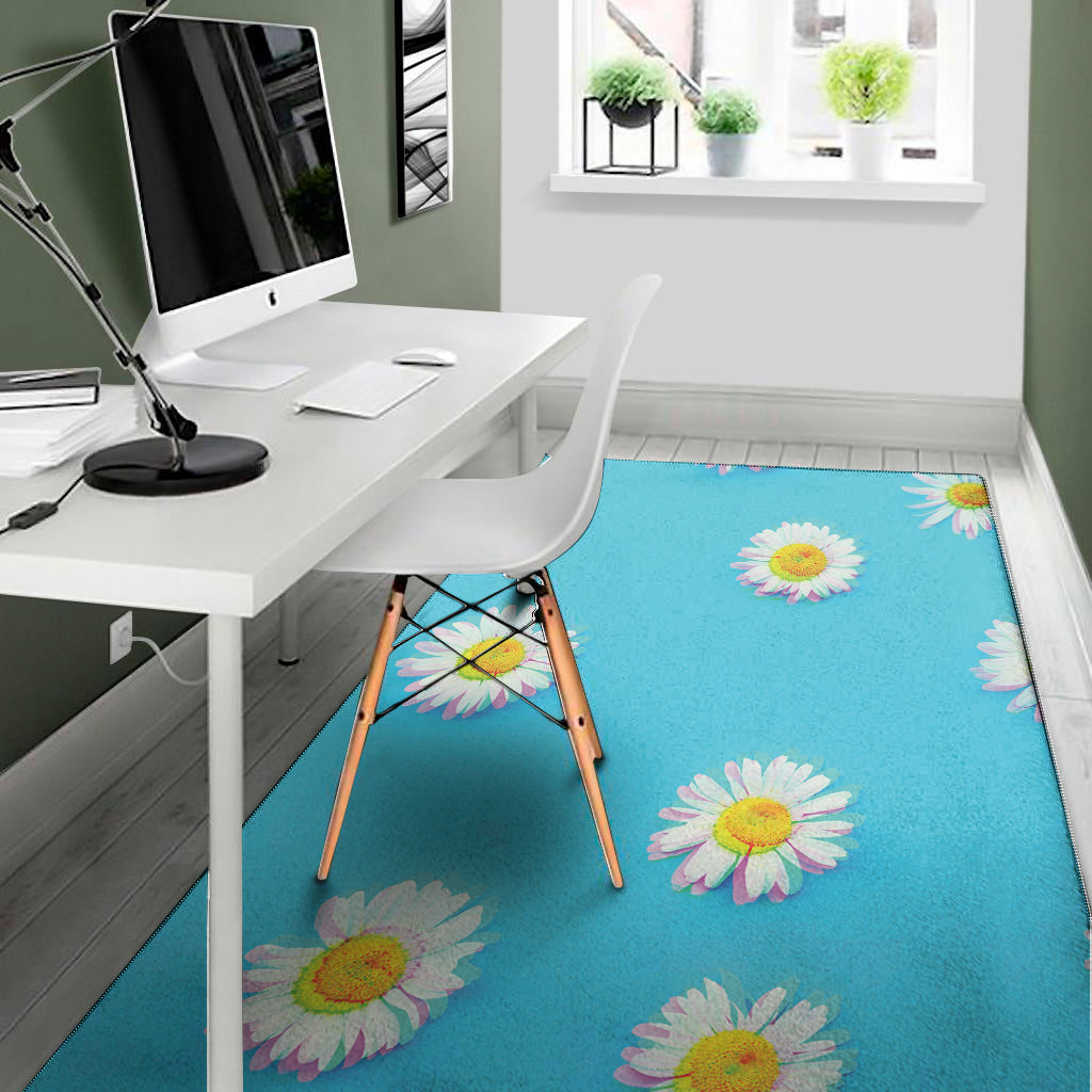 Glitch Daisy Flower Print Area Rug