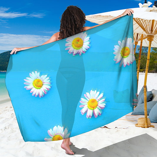 Glitch Daisy Flower Print Beach Sarong Wrap