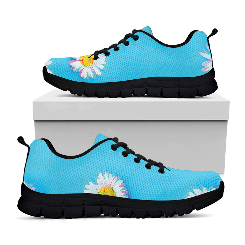 Glitch Daisy Flower Print Black Sneakers