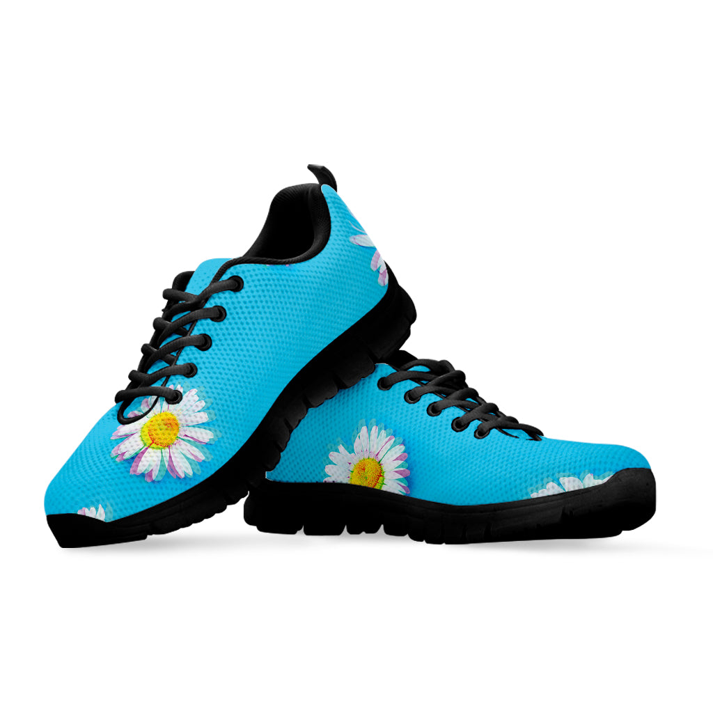 Glitch Daisy Flower Print Black Sneakers