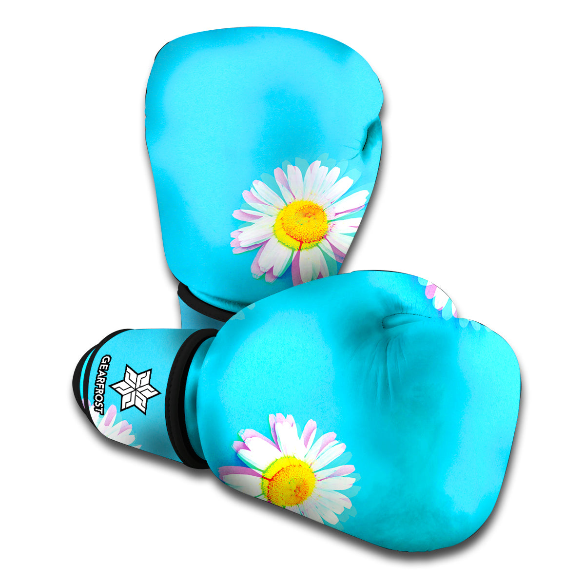 Glitch Daisy Flower Print Boxing Gloves