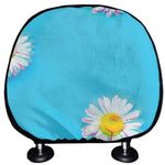 Glitch Daisy Flower Print Car Headrest Covers