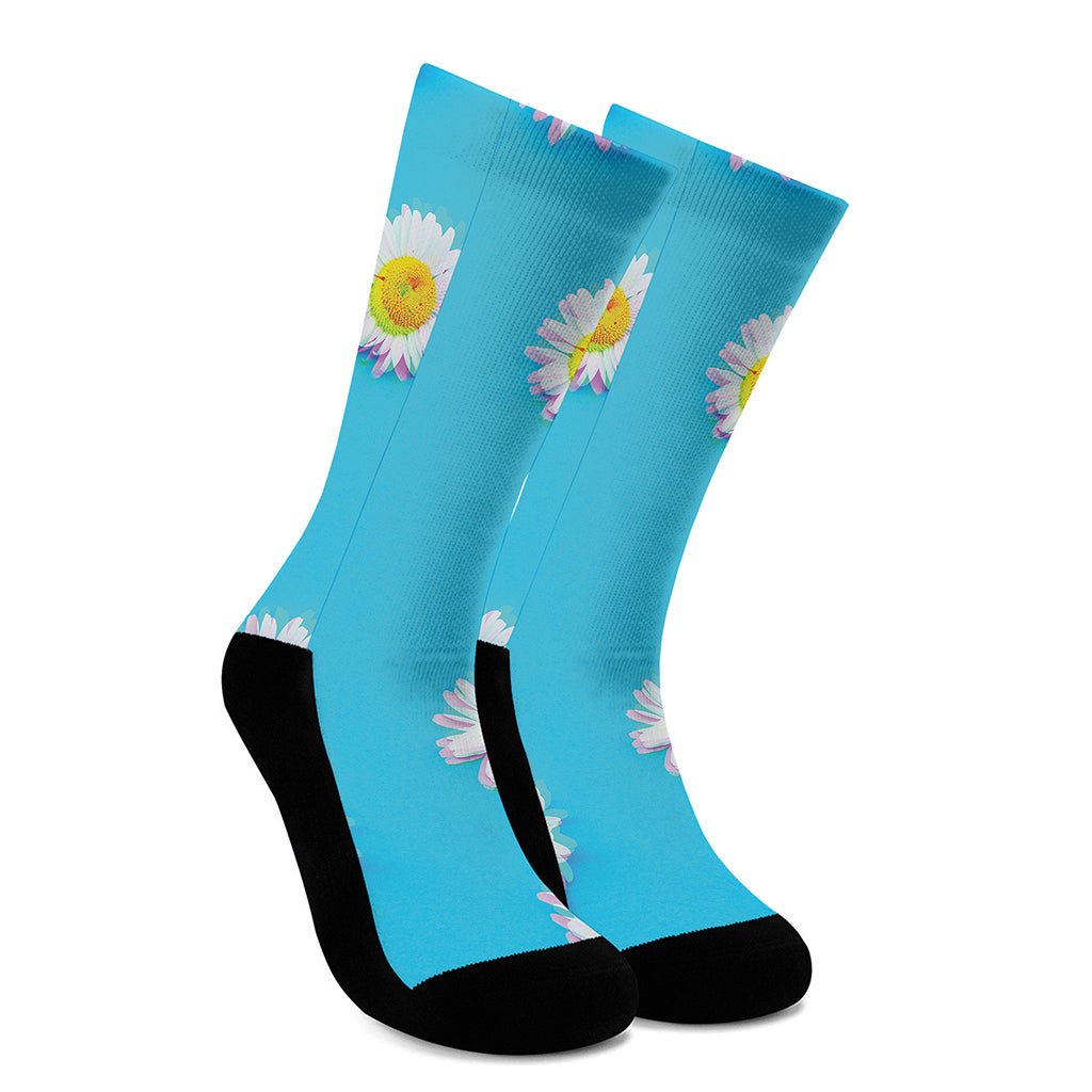 Glitch Daisy Flower Print Crew Socks