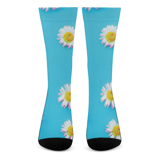 Glitch Daisy Flower Print Crew Socks
