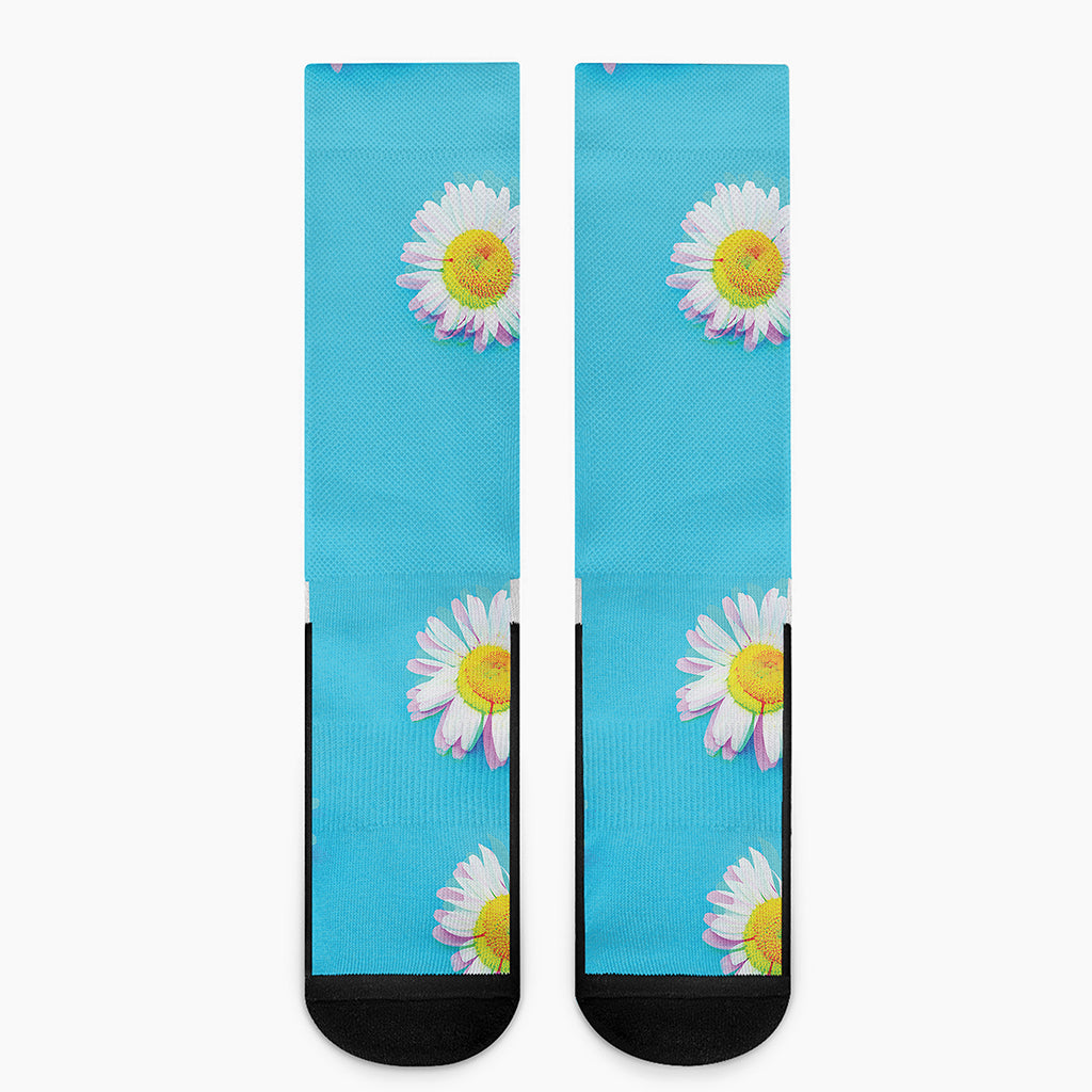Glitch Daisy Flower Print Crew Socks