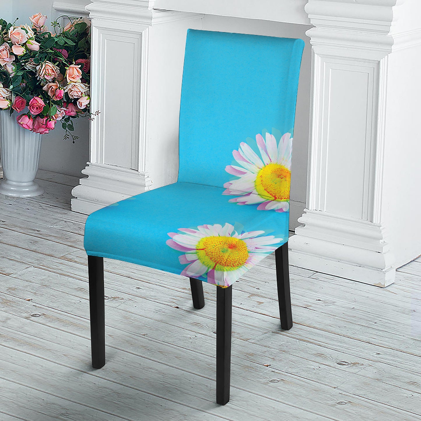 Glitch Daisy Flower Print Dining Chair Slipcover