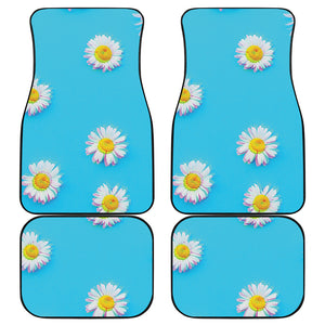 Glitch Daisy Flower Print Front and Back Car Floor Mats