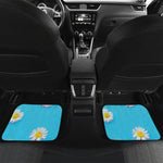 Glitch Daisy Flower Print Front and Back Car Floor Mats