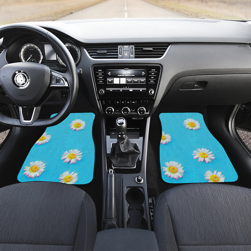 Glitch Daisy Flower Print Front Car Floor Mats