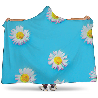 Glitch Daisy Flower Print Hooded Blanket