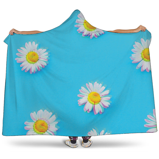 Glitch Daisy Flower Print Hooded Blanket