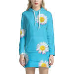 Glitch Daisy Flower Print Hoodie Dress