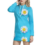 Glitch Daisy Flower Print Hoodie Dress